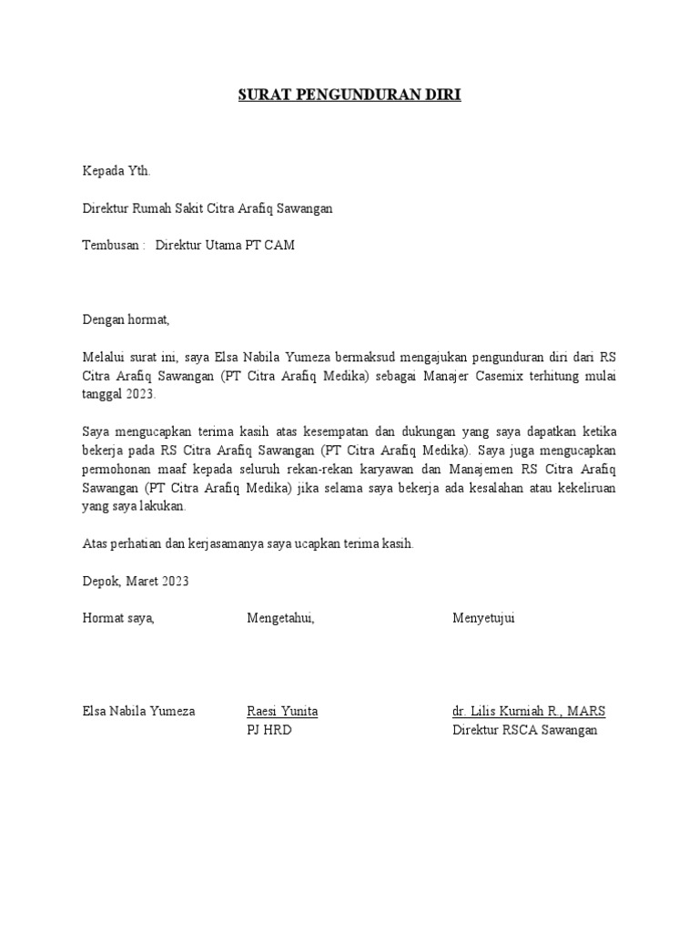 Surat Pengunduran Diri | PDF