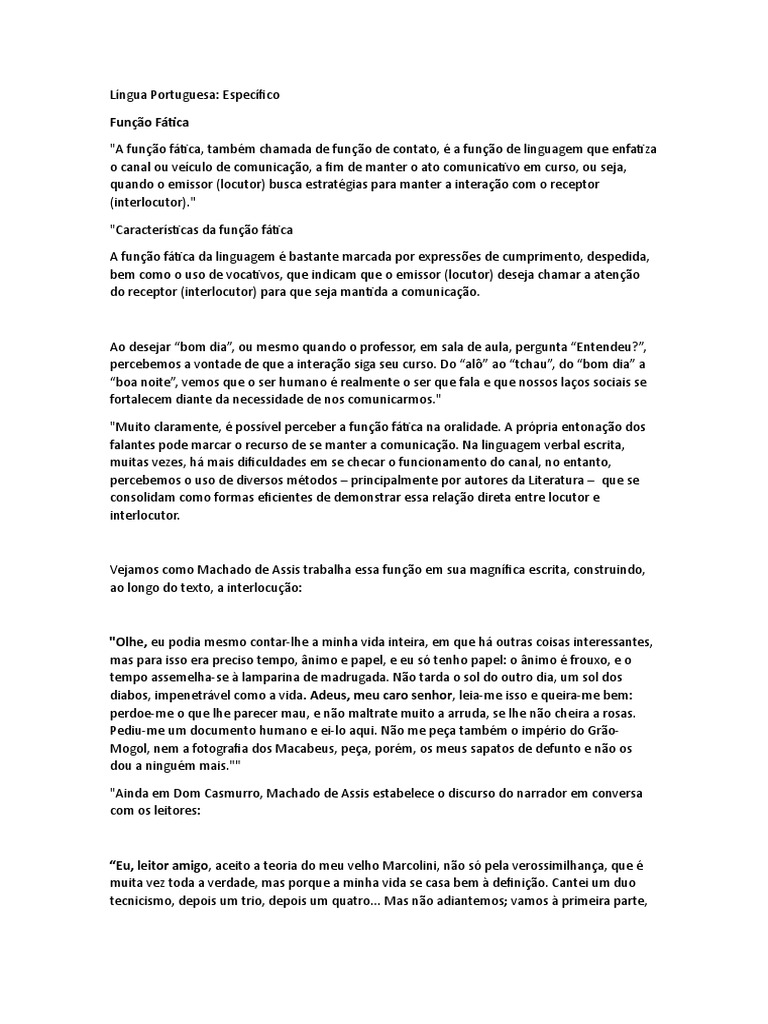 Função Fática na Linguagem Portuguesa | PDF | Comunicação | Comunicação ...