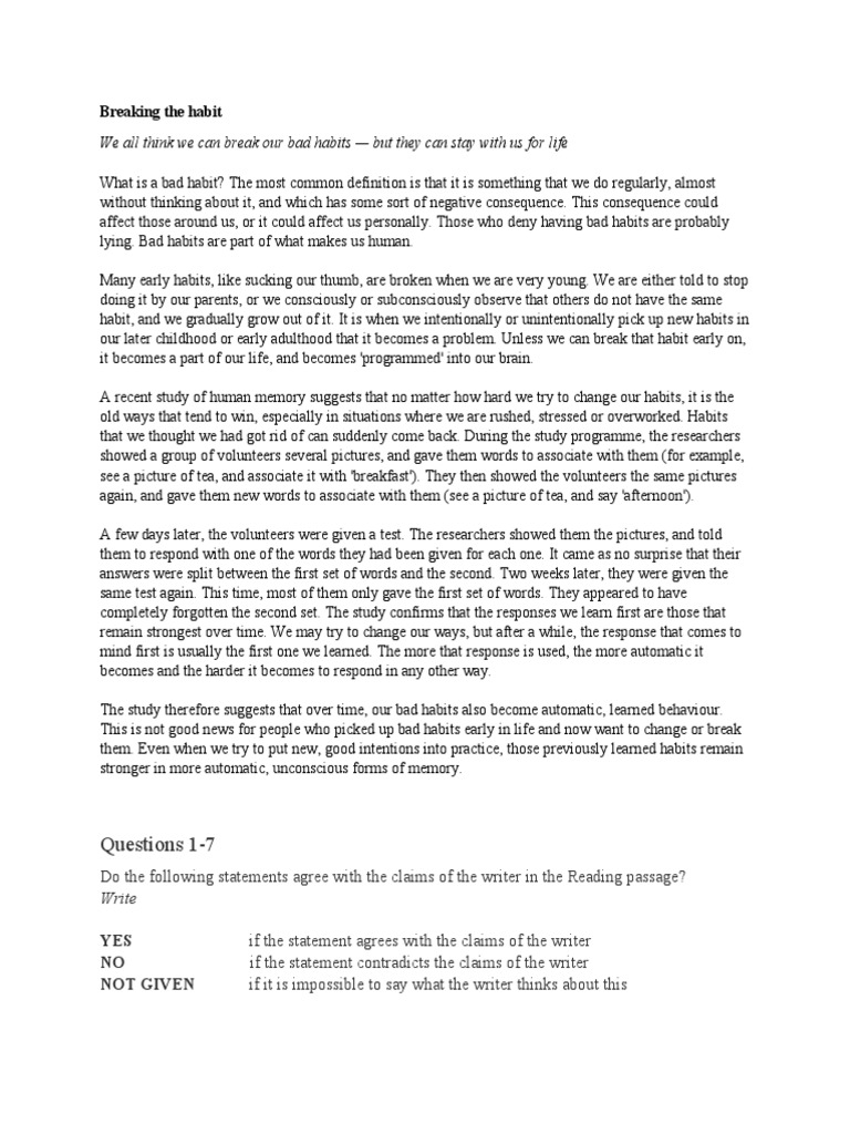 Breaking The Habit Download Free Pdf Habits Behavioural Sciences