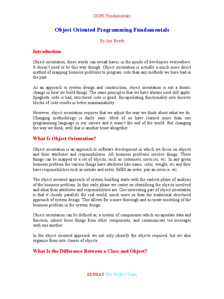 Object Oriented Programming Fundamentals | PDF | Inheritance (Object ...
