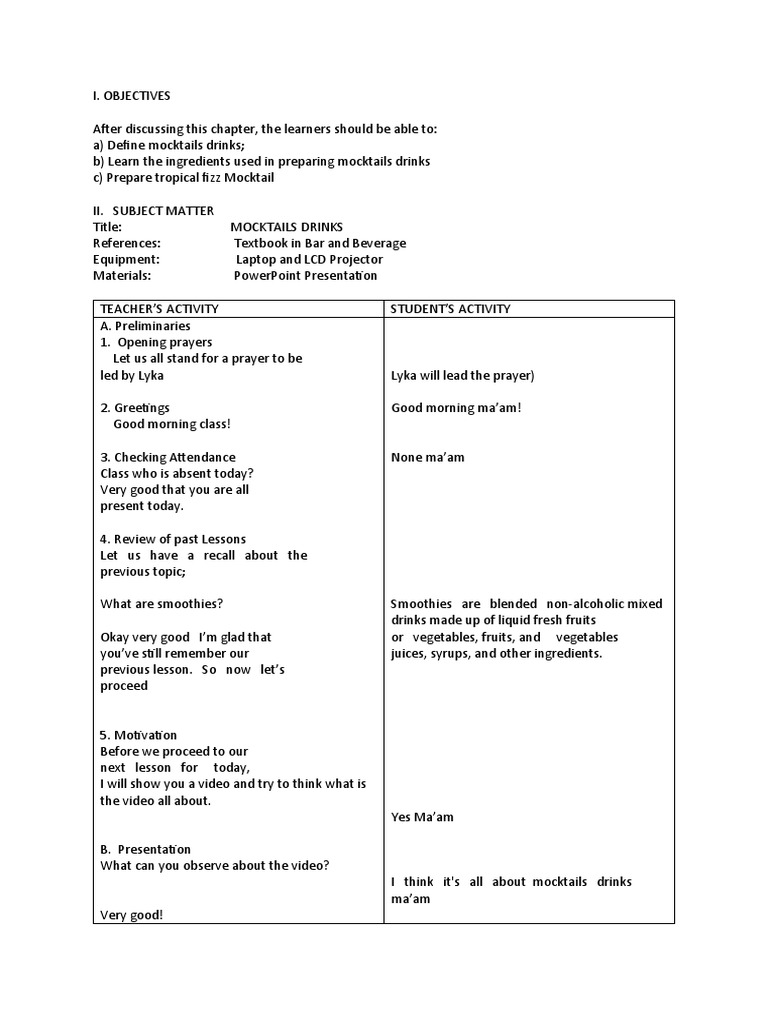 Bartending Demo Pdf Cocktails Drink