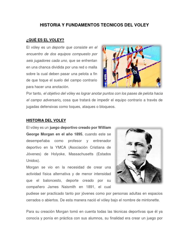 Historia y Fundamentos Tecnicos Del Voley | PDF | Vóleibol ...
