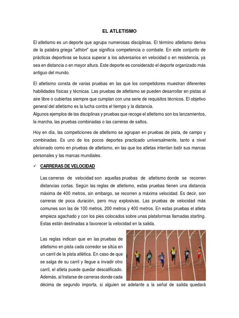 EL ATLETISMO | PDF | Deporte del atletismo | Deportes