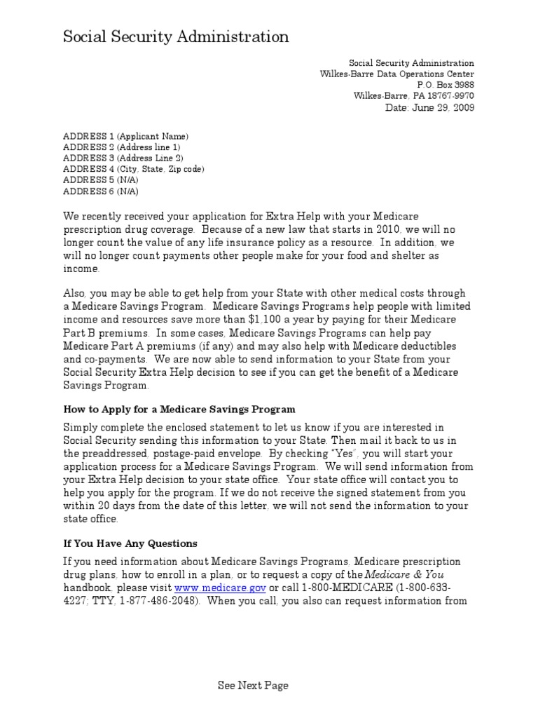 Social Security Administration: Date: June 29, 2009 | PDF | Medicare ...