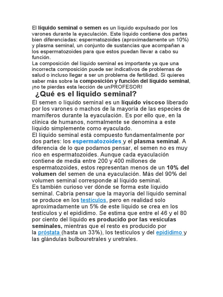 El Liquido Seminal Examen | PDF | Semen | Reproducción humana