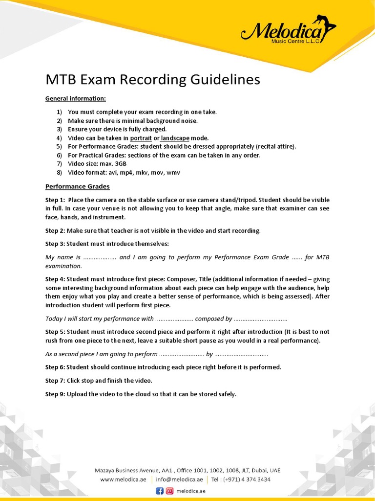 Melodica Video Recording Guidelines MTB PDF Camera