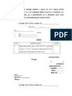 Order 1, Rule 10 C.P.C. Read With Section 151 C.P.C. by Former Director of A Company To Be Impleaded As A Defendant in A Pending Suit For Declaration and Permanent Injunction.