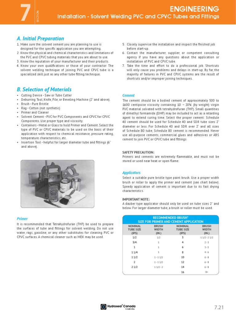 Installation Solvent Welding PVC and CPVC Tubes and Fittings PDF