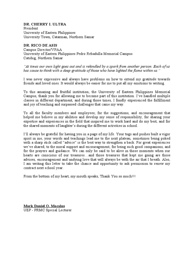 Letter of Gratitude PDF