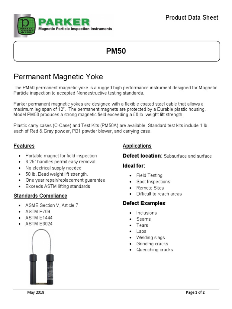 PM50 Magnetic Yoke for NDT Testing | PDF | Technology & Engineering