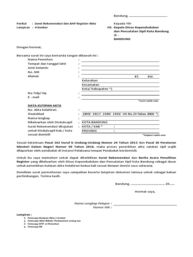 Formulir Surat Rekomendasi | PDF