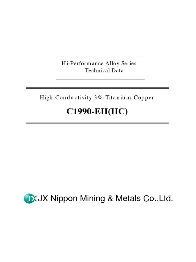 High Conductivity Titanium Copper C1990 | PDF | Electrical Resistivity ...