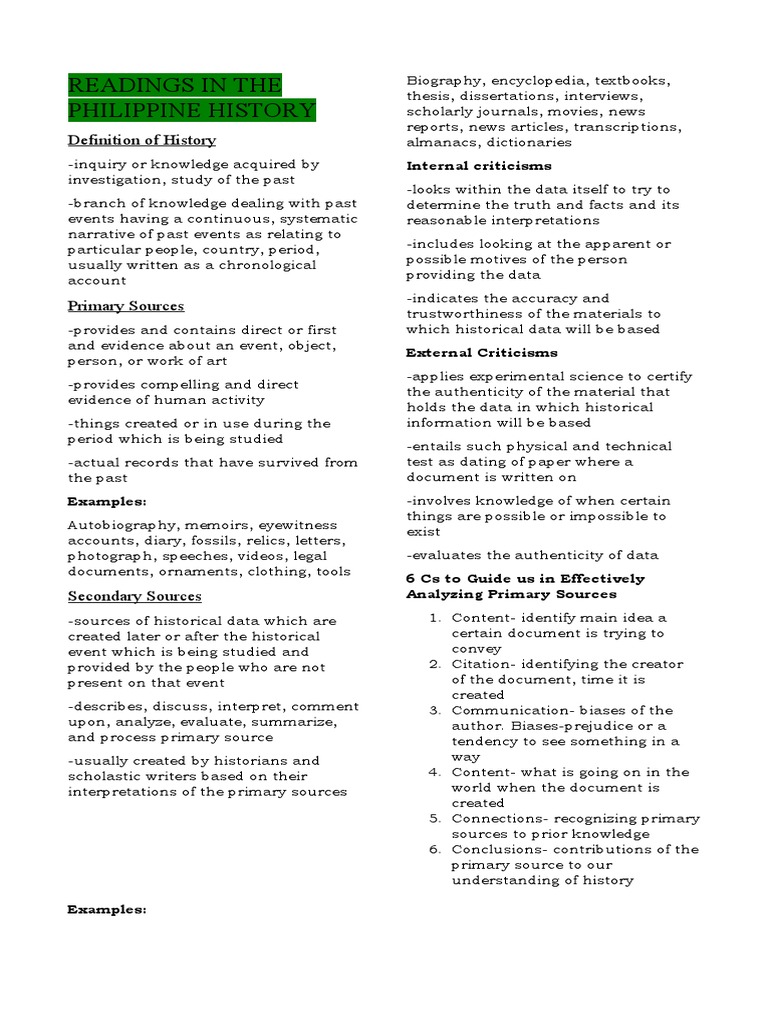 READINGS IN PHILIPPINE HISTORY REVIEWER 1ST YEAR COLLEGE PDF FREE visual data 2