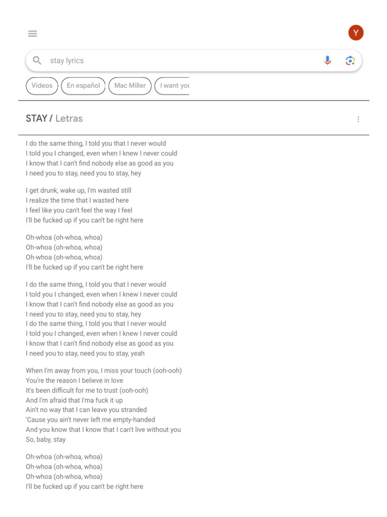 Stay Lyrics Overview and Analysis | PDF | Musicians | Music Industry