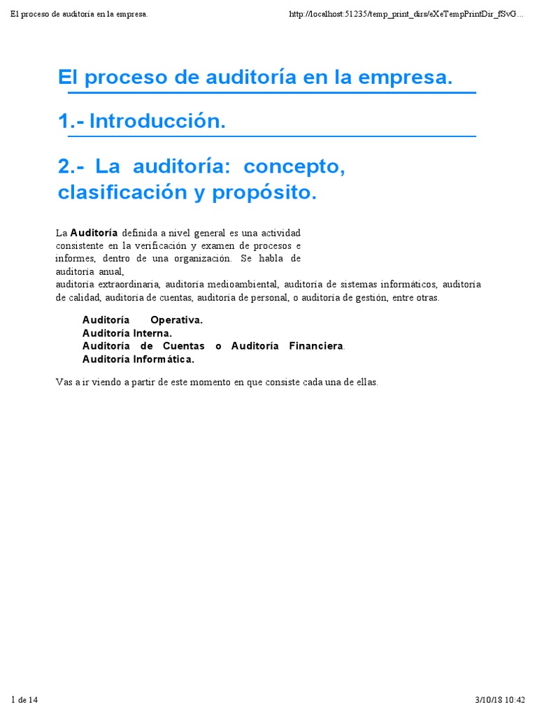 Proceso de Auditoría Empresarial | PDF | Contralor | Auditoría