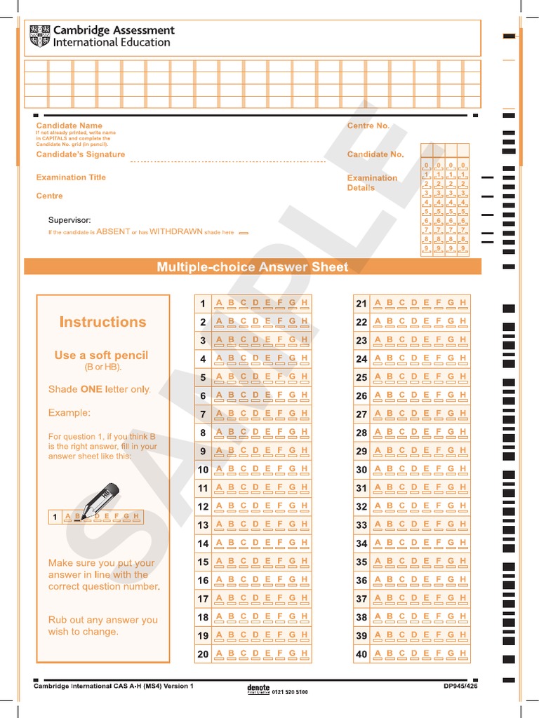 Multiple Choice Answer Sheet Sample Form | PDF