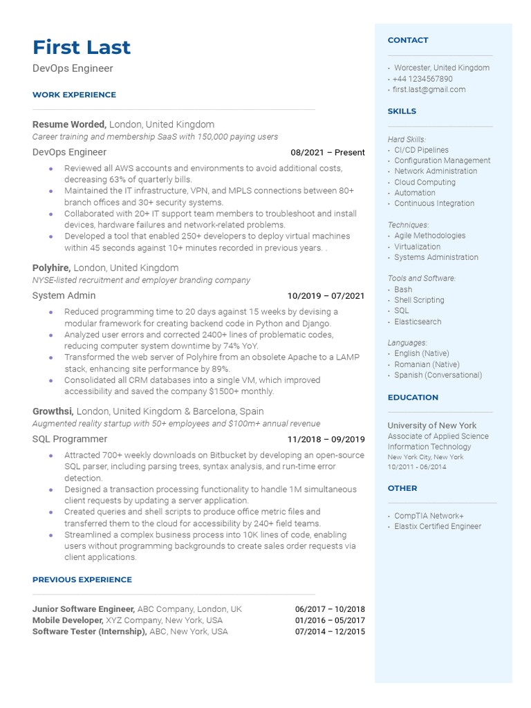 DevOps Engineer Resume Overview | PDF | Cloud Computing | Parsing