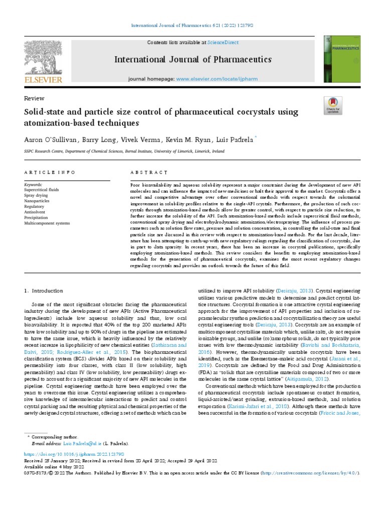 Solid-State and Particle Size Control of Pharmaceutical Cocrystals ...