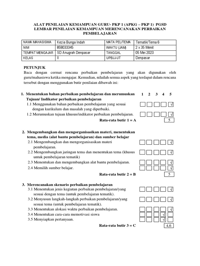 Penilaian APKG 1 dan 2 untuk PGSD | PDF | Seni & Disiplin Bahasa