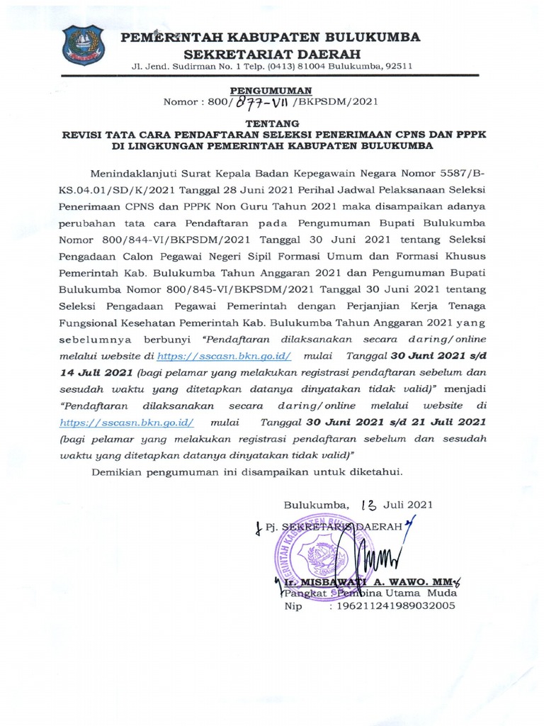 Revisi Tata Cara Pendaftaran CPNS Dan PPPK | PDF