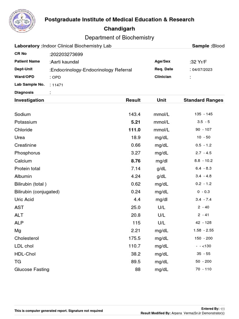 Endocrinology Biochemistry Report | PDF | Clinical Medicine | Medical ...