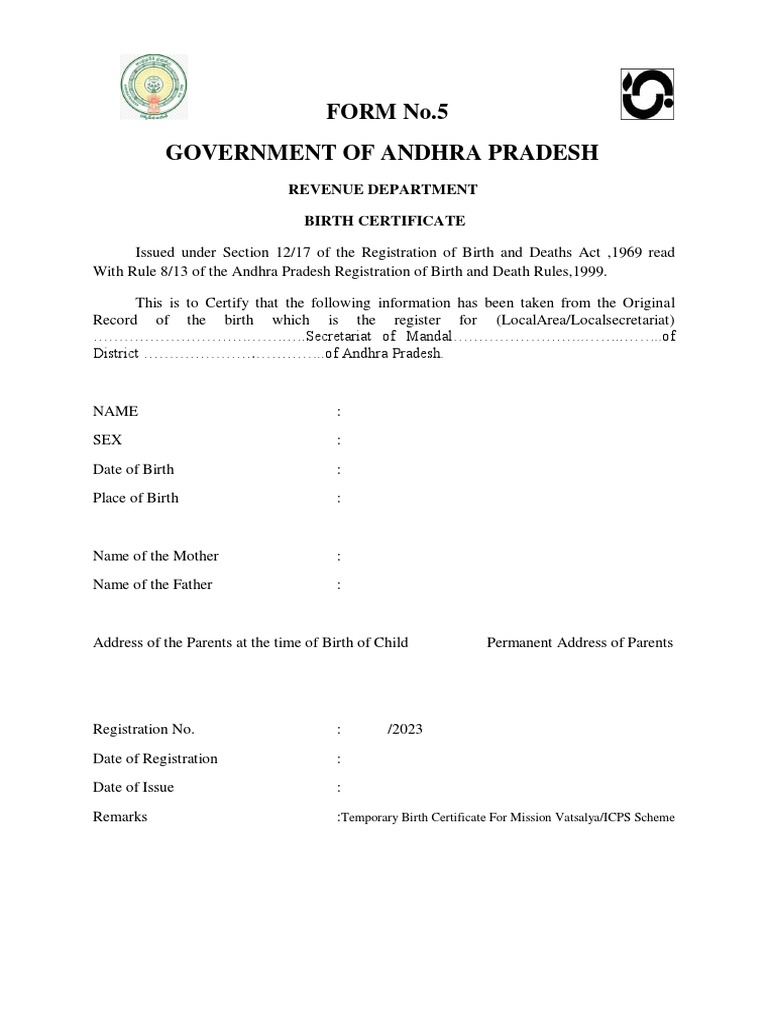 FORM 5 BIRTH CERTIFICATE MAHARASHTRA PDF DOWNLOAD visual data 8