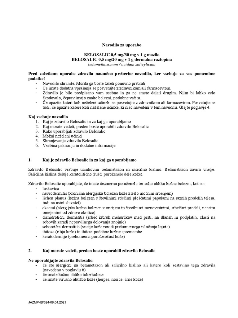 BELOSALIC 05 MG 30 MG V 1 G Mazilo | PDF