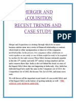 Merger and Acquisition Recent Trends and Case Study