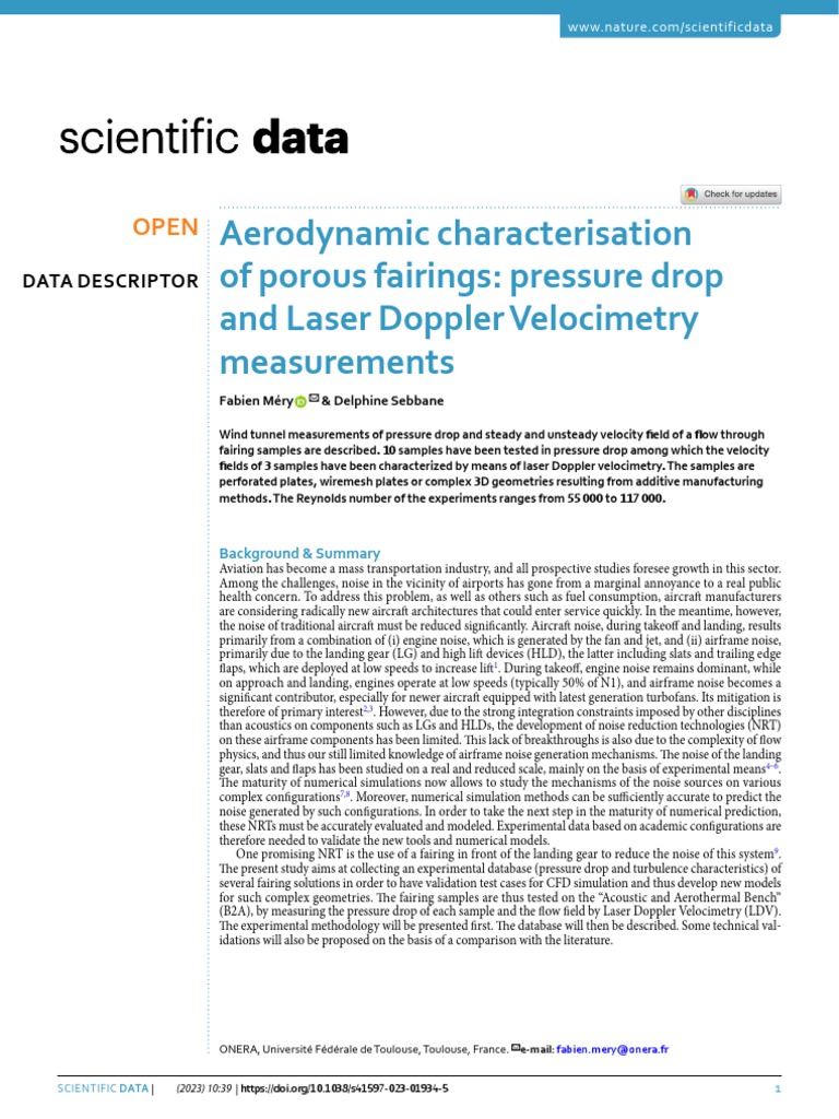 Aerodynamic Characterisation of Porous Fairings Pressure Drop and