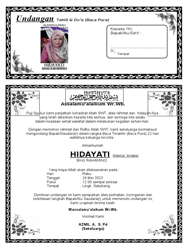 Undangan Tahlil | PDF