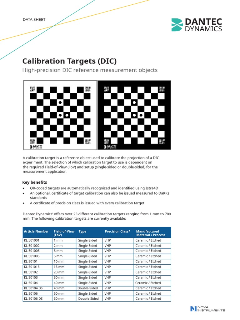 0752 v3 DS Calibration Targets DIC PDF Calibration Ceramics