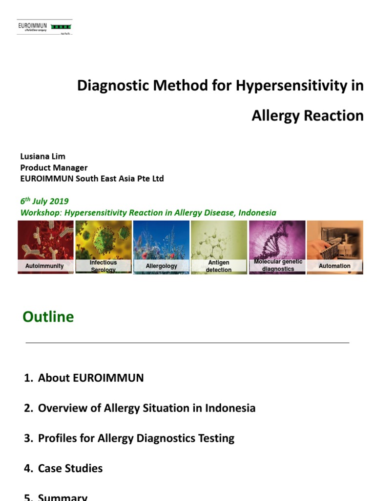 Euroimmun diagnostic method for hypersensitivity in allergy reaction
