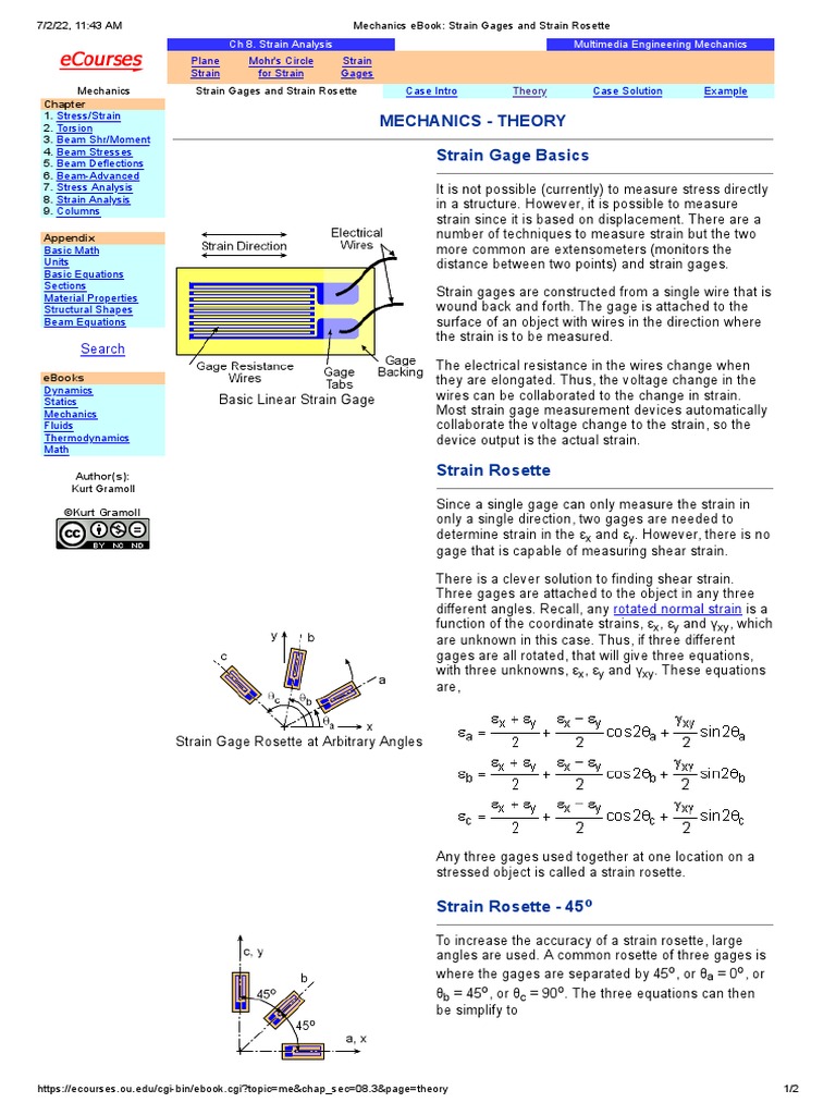 Mechanics EBook - Strain Gages and Strain Rosette | PDF | Stress ...