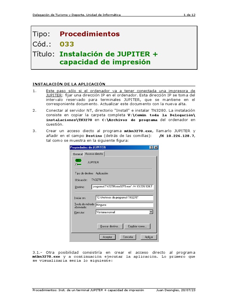 Instalación JUPITER e Impresión | PDF | Terminal de computadora ...