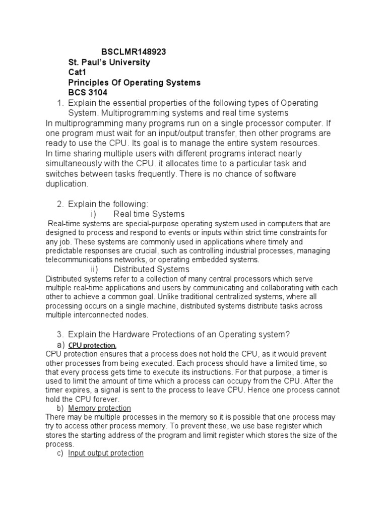Operating Systems: Types & Functions Explained | PDF | Process ...