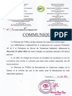 Communique Debut Deliberations d'Admissibilite Et d'Admission Des Prob Af &f Et de Prob de Bt Industriel, Session 2023