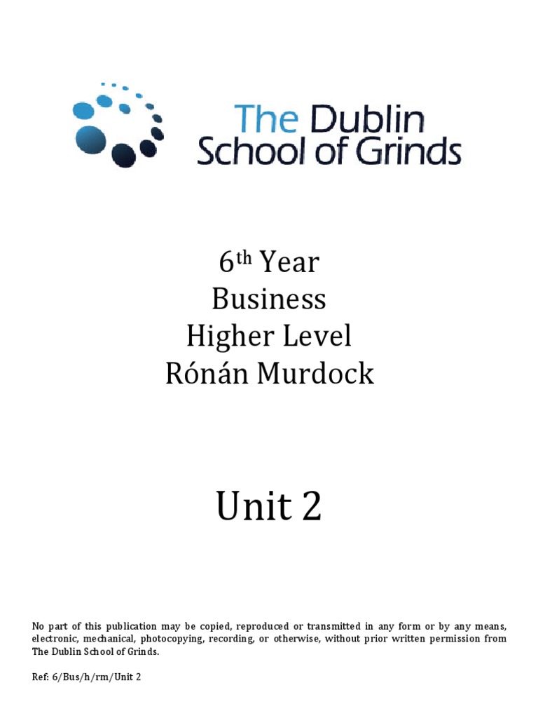 Unit 2 Dublin School of Grinds Notes 2 PDF Entrepreneurship