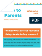 Reception - Note To Parents - Module 10