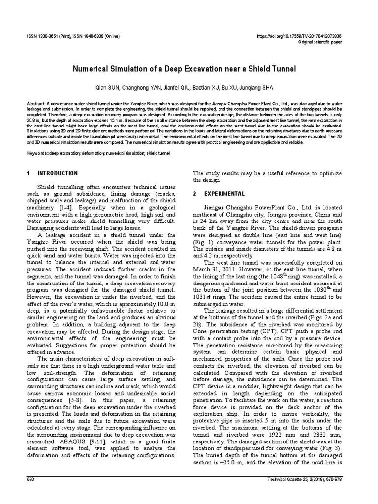 Numerical Simulation of A Deep Excavation Near A Shield Tunnel | PDF ...