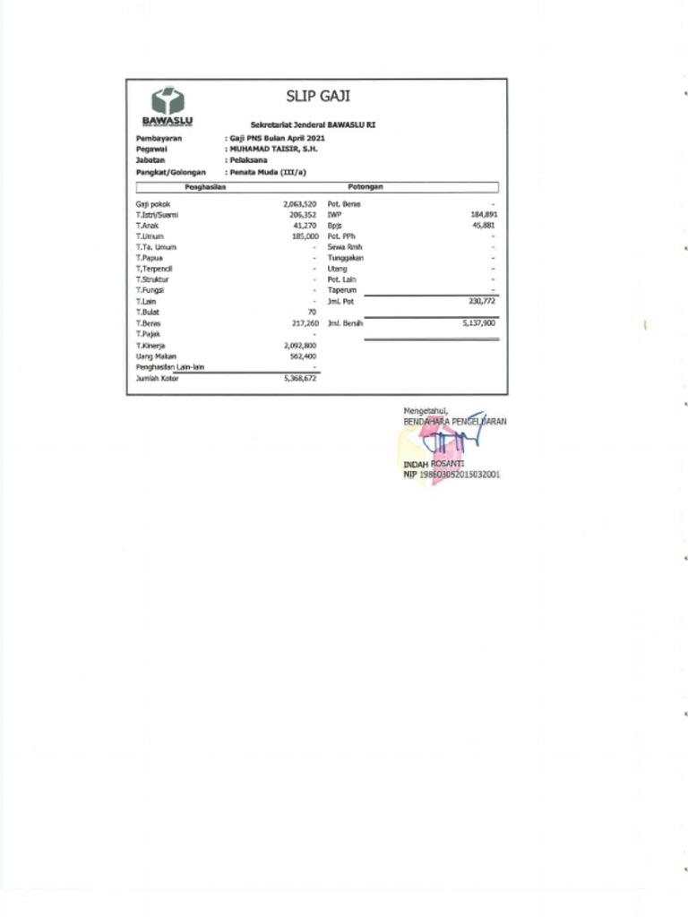 10. Slip Gaji 5 Bulan Terakhir PDF
