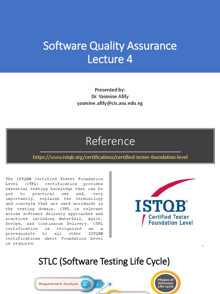 Lec 4 Tester Foundation Level CTFL PDF Software Testing Software