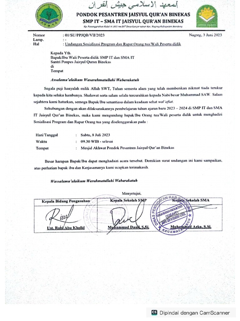 Surat Undangan Org Tua | PDF