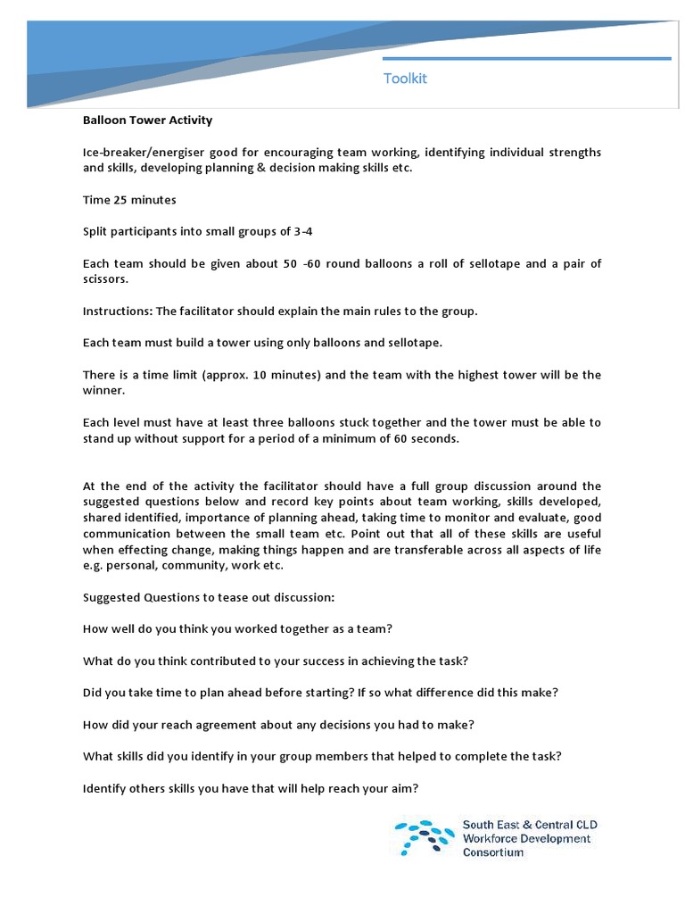 Balloon Tower Icebreaker Teambuilding PDF
