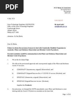 OGTR Letter of Demand - 4 July 2023