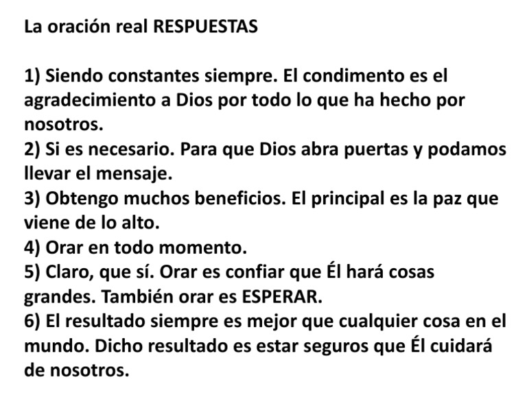 La Oración Respuestas | PDF