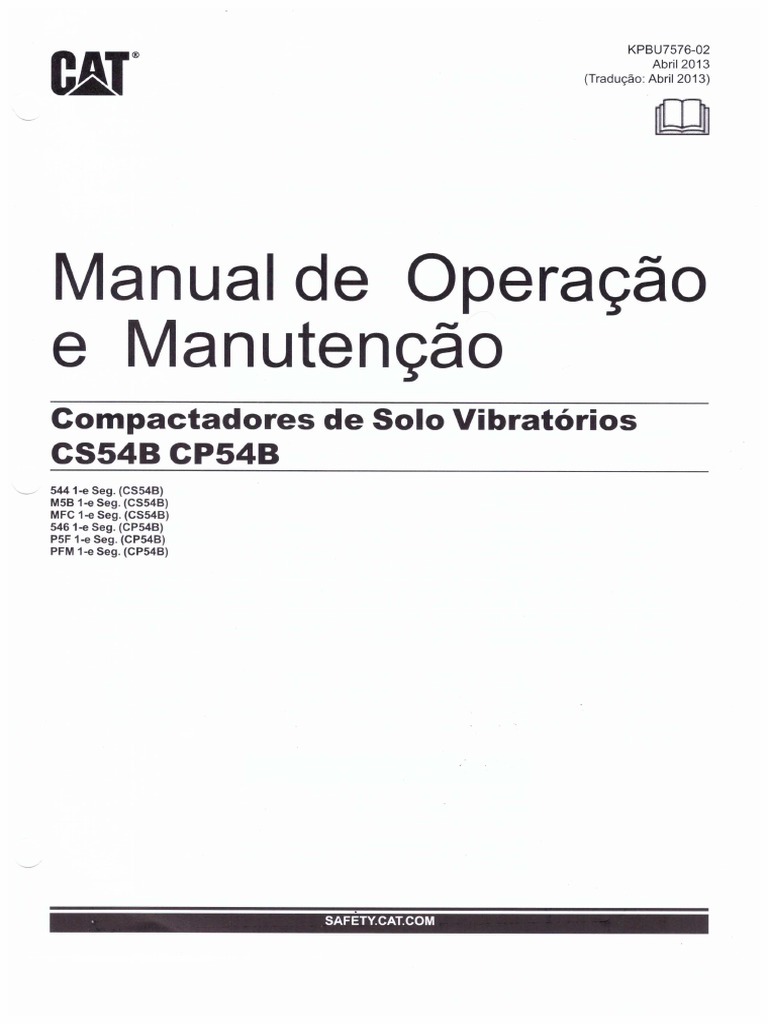 Manual de Operação Rolo Compactador CAT CS54B | PDF