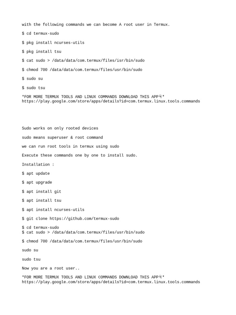 Root Access Commands for Termux | PDF | Home & Garden | Technology ...