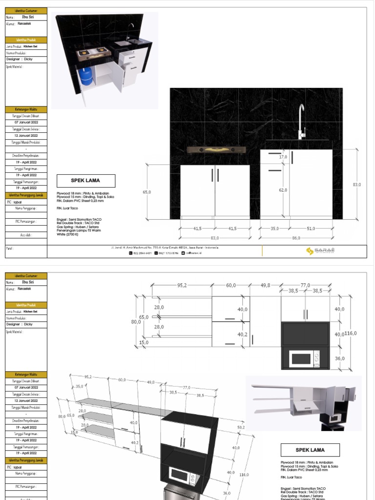 Spesifikasi Kitchen Set Ibu Sri | PDF