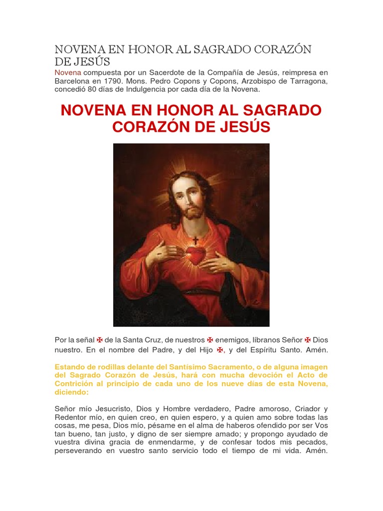 Novena al Sagrado Corazón de Jesús | PDF | orador del Señor | Oración