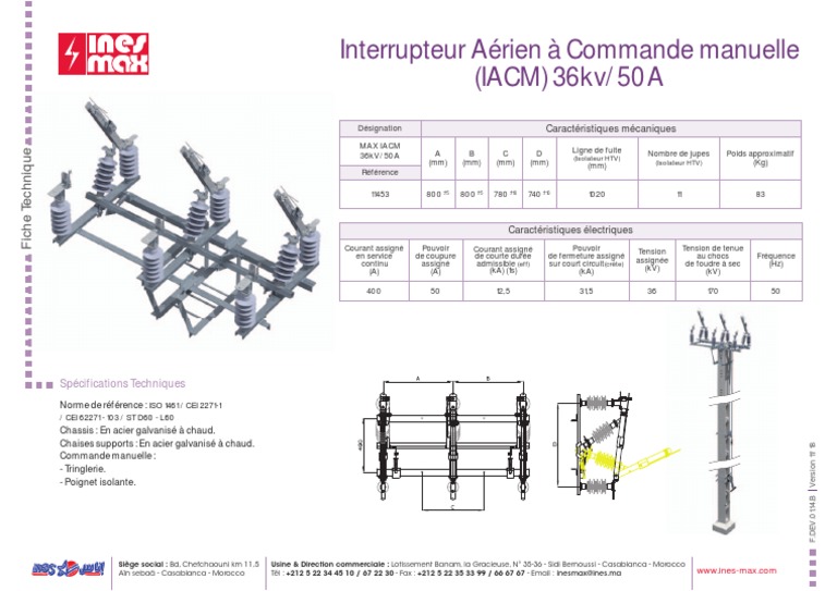 Fiche Technique Interrupteur IACM 36kV PDF M trologie G nie Du 